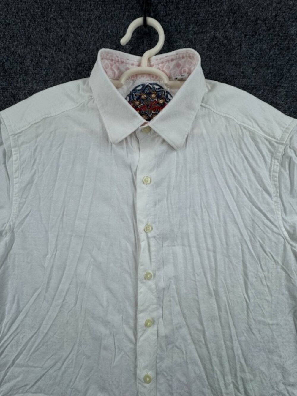 Robert Graham Large White Short Sleeve Classic Mens Luxury Button Up All Cotton